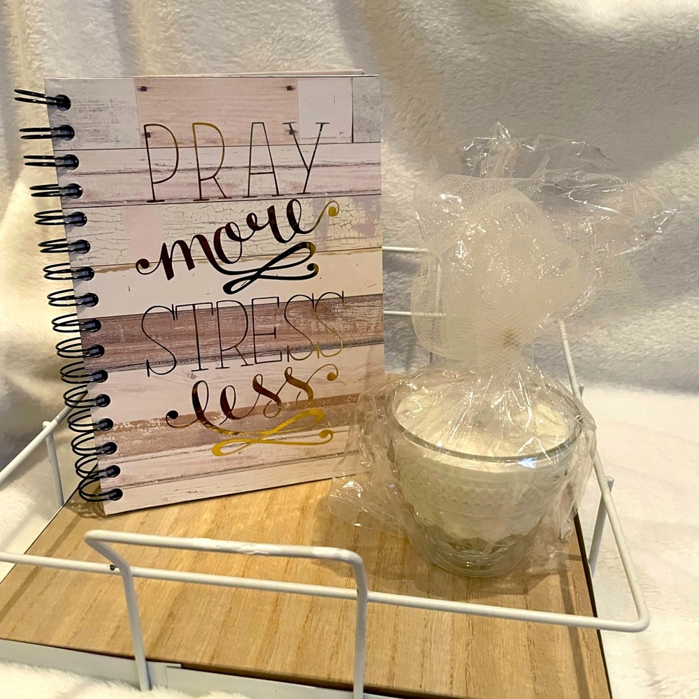 Pray More Worry Less Journal/ candle combo